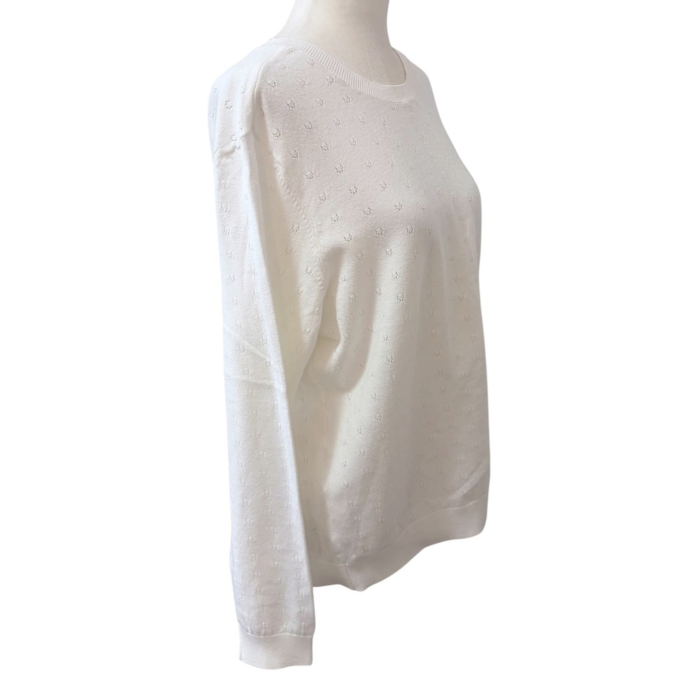 Joe Fresh White Pointelle Knit Size Large Lightweight Sweater Cottagecore - Picture 4 of 8